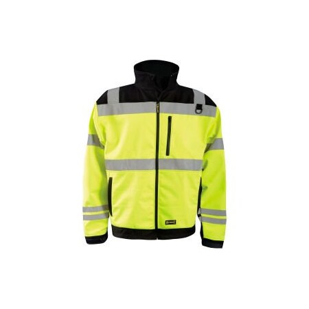 Occunomix High Visibility Soft Shell Jacket, Class 3, Type R, Black/Yellow, 4X LUX-M6JKT-Y4X